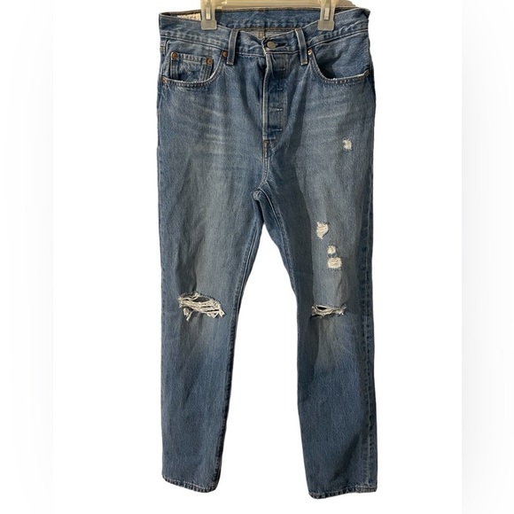 Levi's Premium 501 Ripped Distressed Button Fly Jeans - Picture 1 of 3